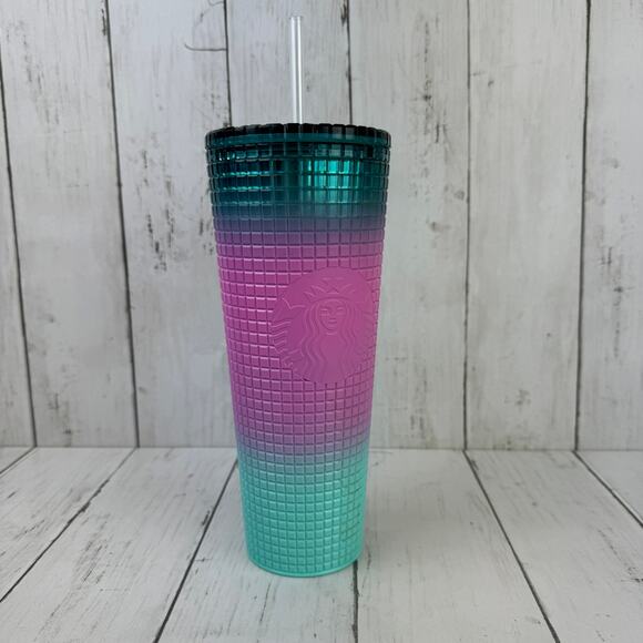 2024 Starbucks Valentine's Day Double Wall Grid Gradient 24oz Tumbler Cup - Picture 1 of 6